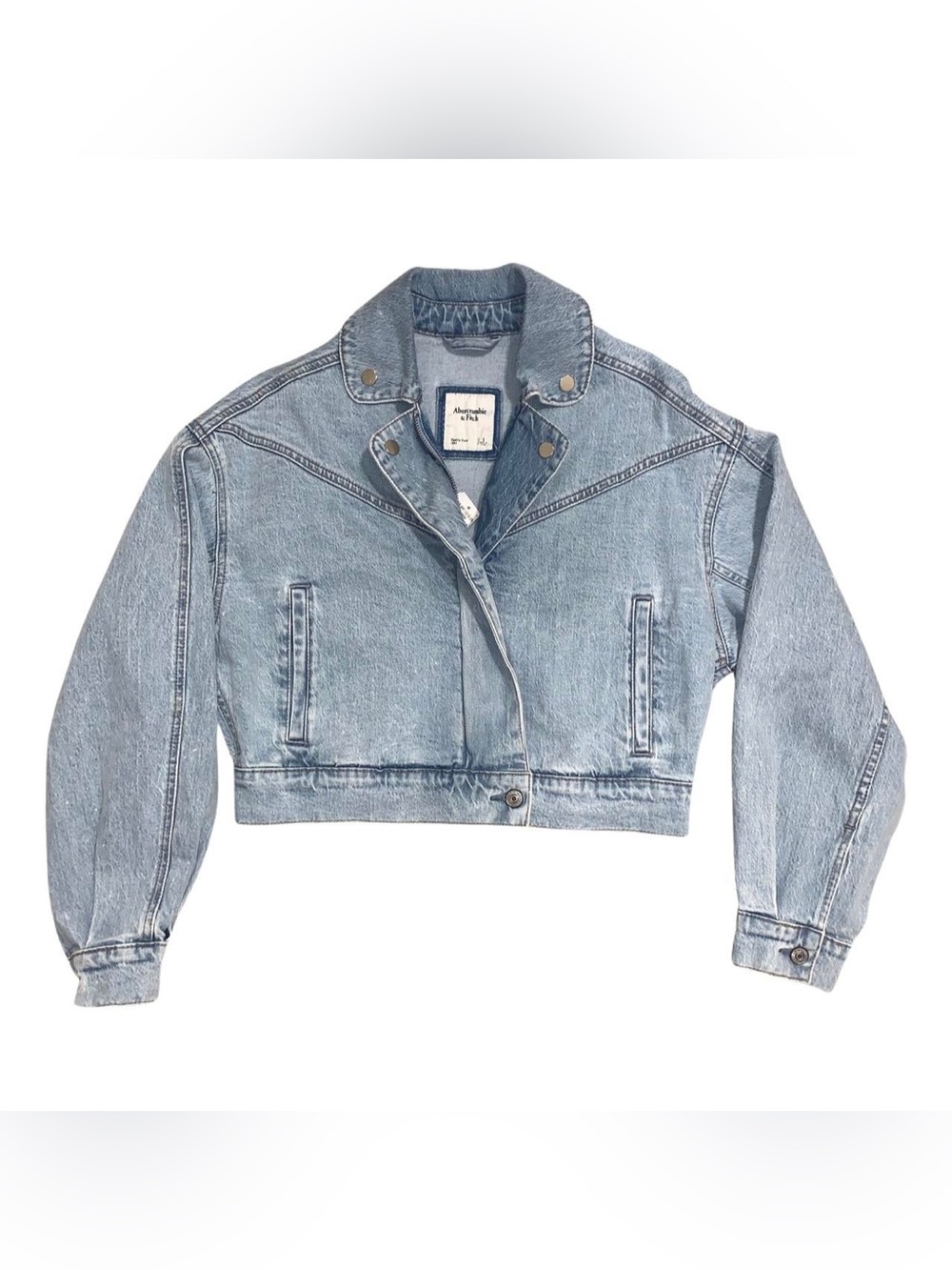 Abercrombie & Fitch Light Blue Cropped Denim Jacket